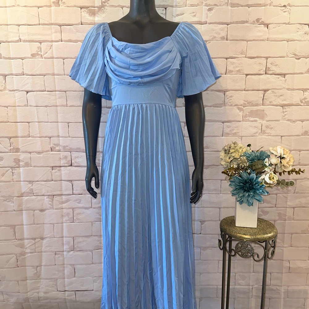 Blue Off-Shoulder Dress